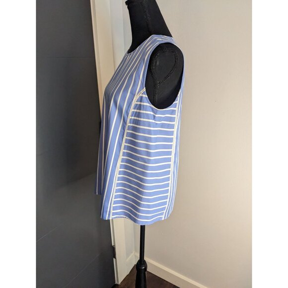 Ann Taylor Blue and White Striped Sleeveless Blouse - S - Picture 2 of 9